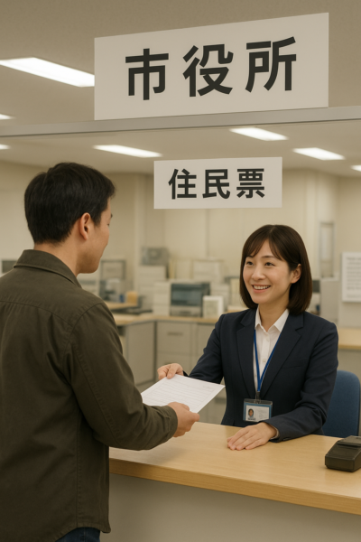 市役所で住民票の写しを交付